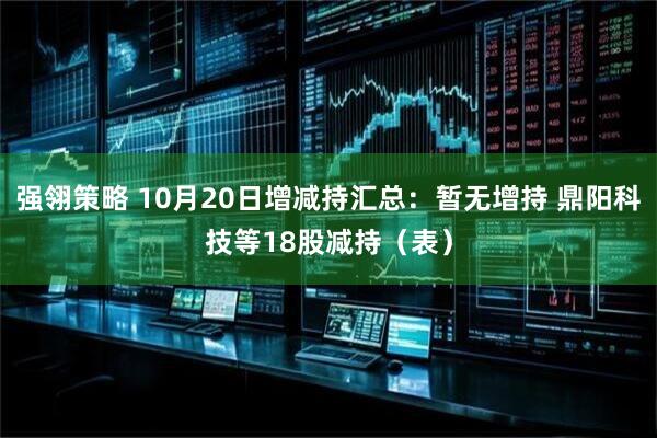 强翎策略 10月20日增减持汇总：暂无增持 鼎阳科技等18股减持（表）